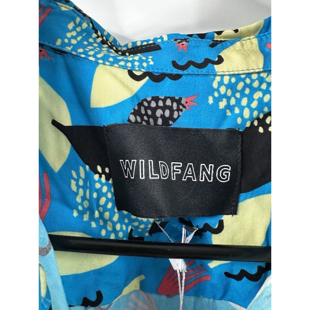 Wildfang Empower Button Up Womens Small Blue Abstract Short Sleeve WN8600 - Picture 3 of 7